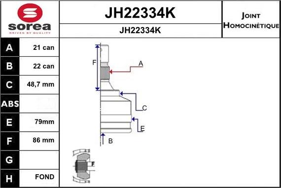 SNRA JH22334K - Joint Kit, drive shaft autospares.lv