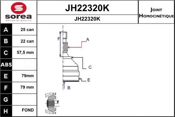 SNRA JH22320K - Joint Kit, drive shaft autospares.lv