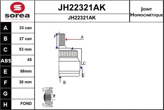 SNRA JH22321AK - Joint Kit, drive shaft autospares.lv
