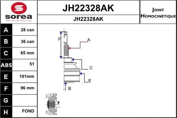 SNRA JH22328AK - Joint Kit, drive shaft autospares.lv