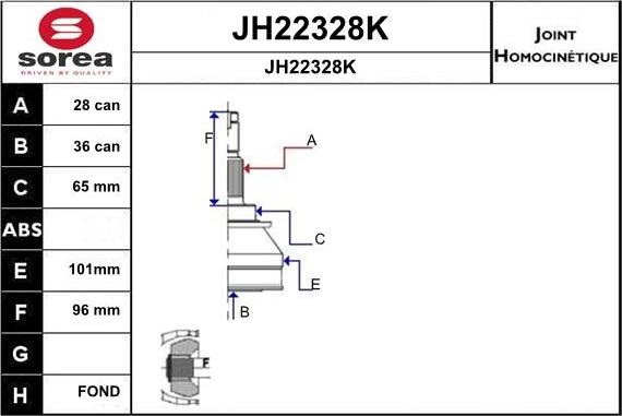 SNRA JH22328K - Joint Kit, drive shaft autospares.lv