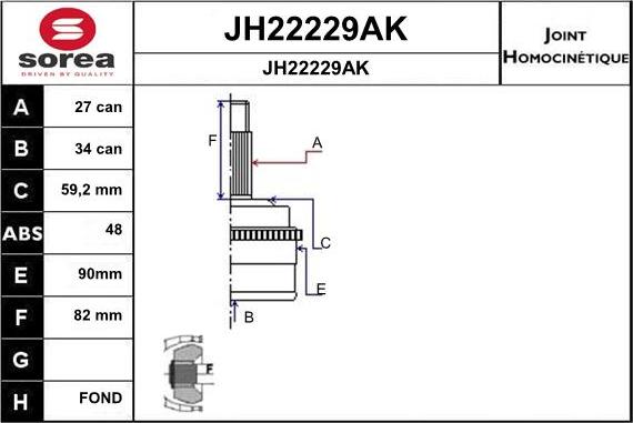 SNRA JH22229AK - Joint Kit, drive shaft autospares.lv