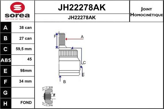 SNRA JH22278AK - Joint Kit, drive shaft autospares.lv