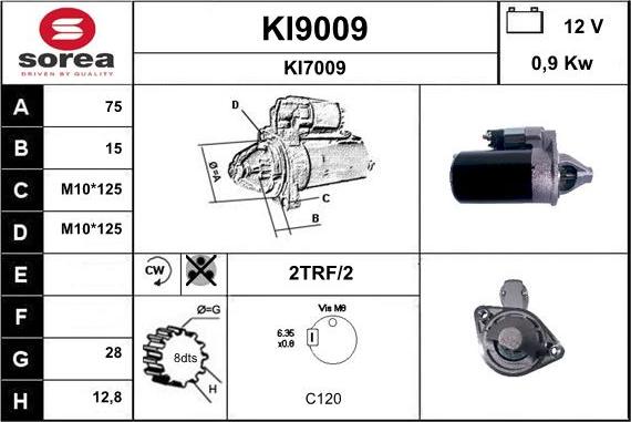 SNRA KI9009 - Starter autospares.lv