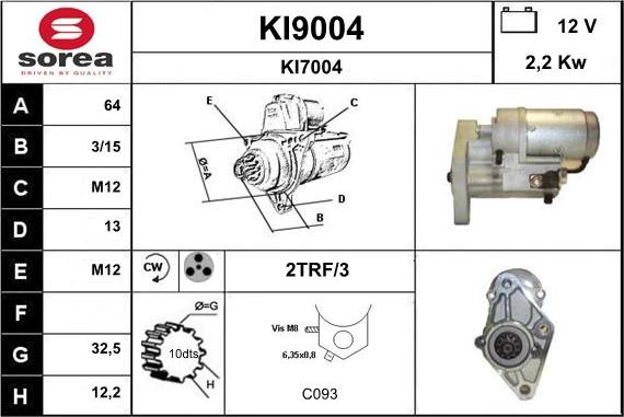 SNRA KI9004 - Starter autospares.lv