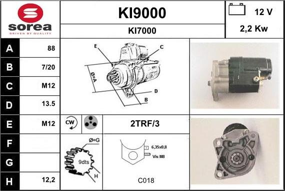 SNRA KI9000 - Starter autospares.lv