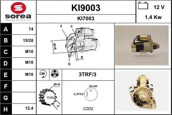 SNRA KI9003 - Starter autospares.lv