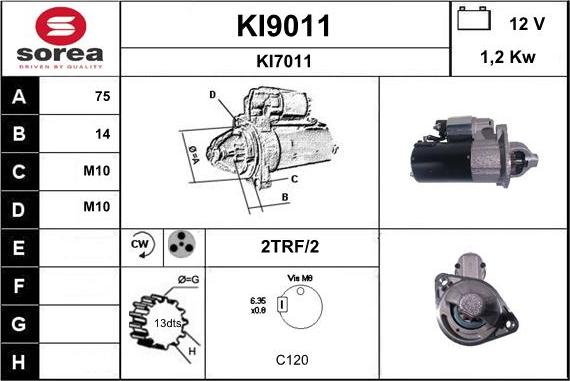 SNRA KI9011 - Starter autospares.lv