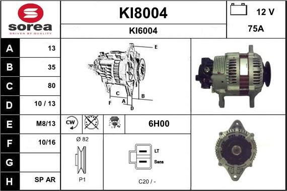 SNRA KI8004 - Alternator autospares.lv