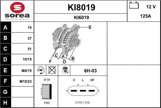 SNRA KI8019 - Alternator autospares.lv