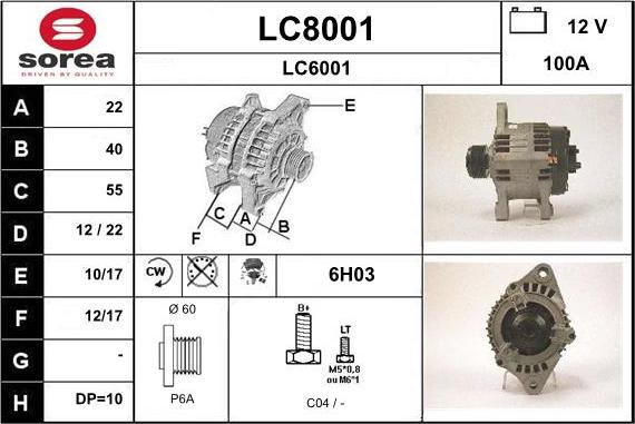 SNRA LC8001 - Alternator autospares.lv
