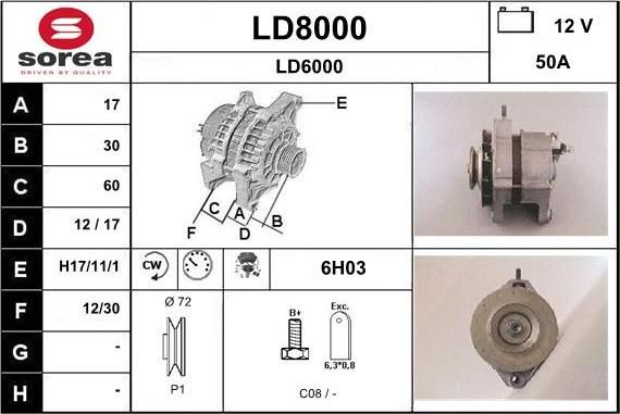 SNRA LD8000 - Alternator autospares.lv