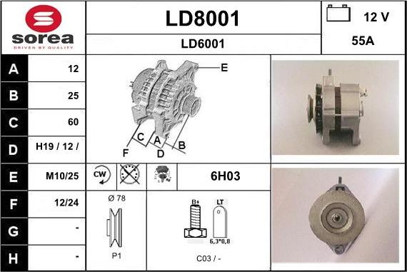 SNRA LD8001 - Alternator autospares.lv