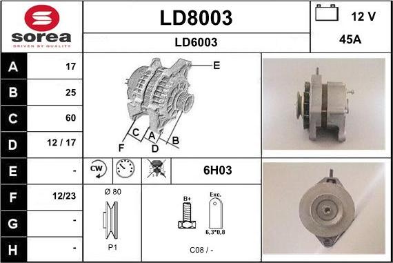 SNRA LD8003 - Alternator autospares.lv