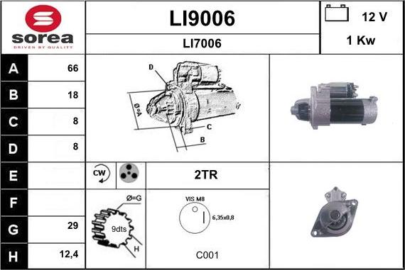 SNRA LI9006 - Starter autospares.lv