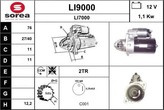 SNRA LI9000 - Starter autospares.lv