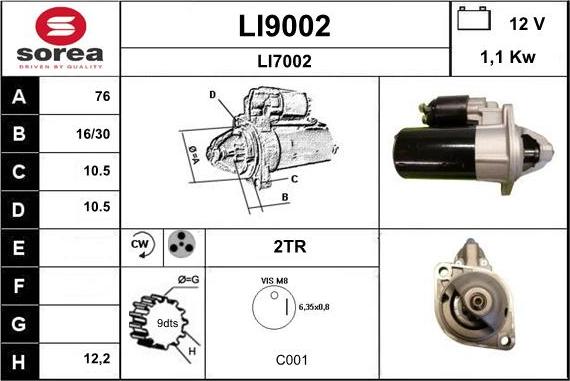 SNRA LI9002 - Starter autospares.lv