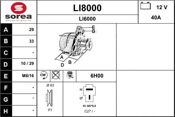 SNRA LI8000 - Alternator autospares.lv