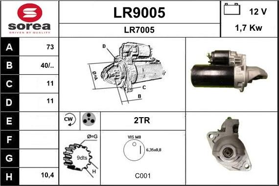 SNRA LR9005 - Starter autospares.lv