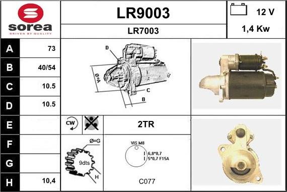 SNRA LR9003 - Starter autospares.lv
