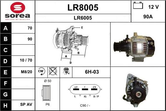 SNRA LR8005 - Alternator autospares.lv