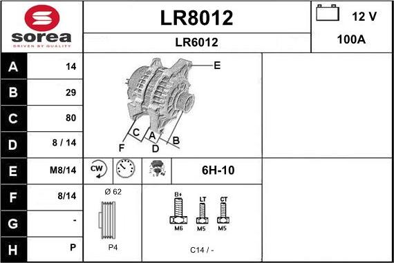 SNRA LR8012 - Alternator autospares.lv