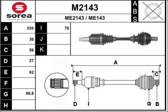 SNRA M2143 - Drive Shaft autospares.lv