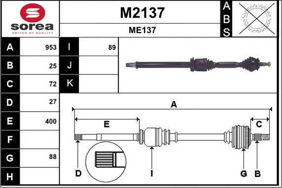 SNRA M2137 - Drive Shaft autospares.lv