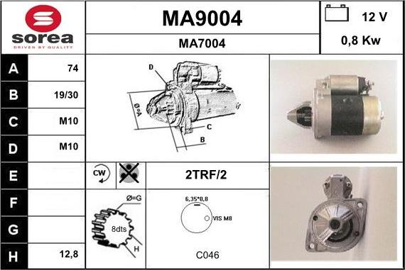 SNRA MA9004 - Starter autospares.lv