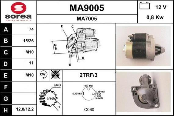 SNRA MA9005 - Starter autospares.lv