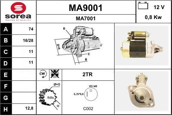 SNRA MA9001 - Starter autospares.lv