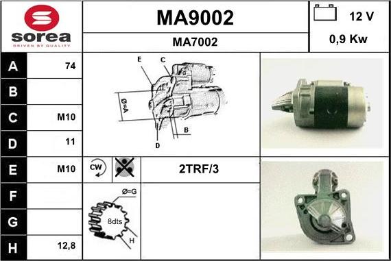 SNRA MA9002 - Starter autospares.lv