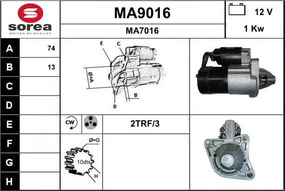 SNRA MA9016 - Starter autospares.lv