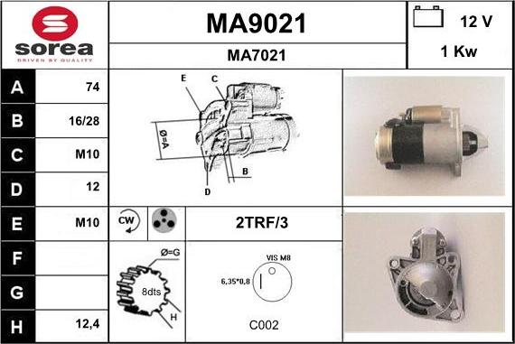 SNRA MA9021 - Starter autospares.lv