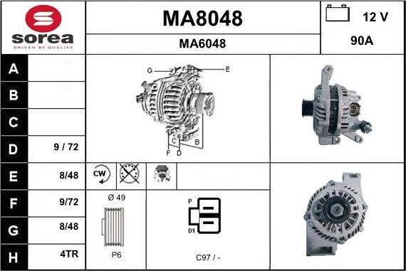 SNRA MA8048 - Alternator autospares.lv