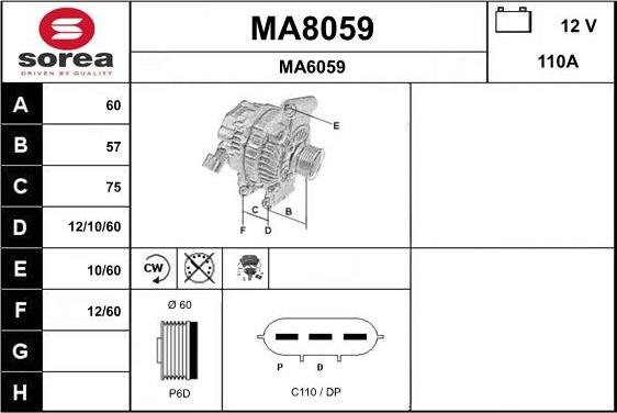 SNRA MA8059 - Alternator autospares.lv