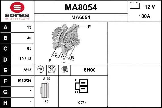 SNRA MA8054 - Alternator autospares.lv