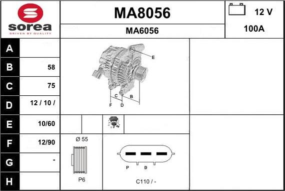 SNRA MA8056 - Alternator autospares.lv