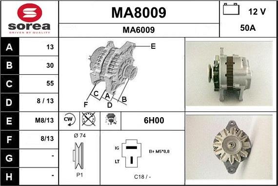 SNRA MA8009 - Alternator autospares.lv