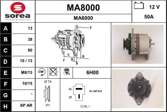SNRA MA8000 - Alternator autospares.lv
