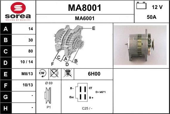 SNRA MA8001 - Alternator autospares.lv