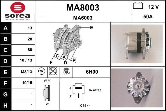 SNRA MA8003 - Alternator autospares.lv