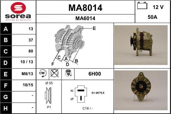 SNRA MA8014 - Alternator autospares.lv