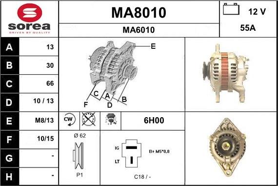 SNRA MA8010 - Alternator autospares.lv