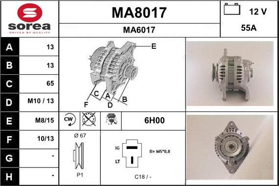 SNRA MA8017 - Alternator autospares.lv