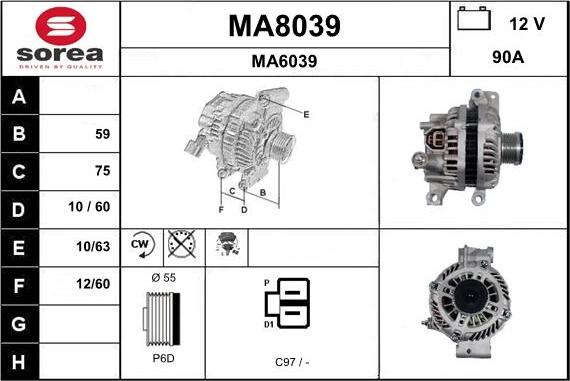 SNRA MA8039 - Alternator autospares.lv