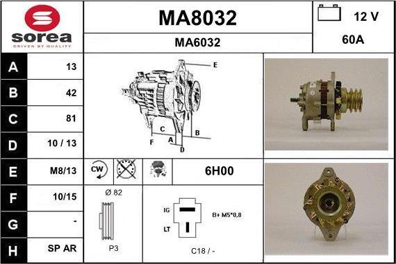 SNRA MA8032 - Alternator autospares.lv
