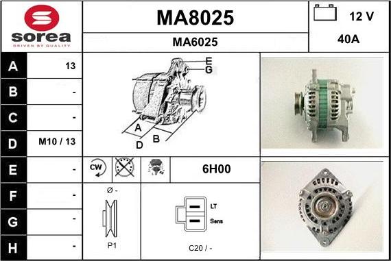 SNRA MA8025 - Alternator autospares.lv