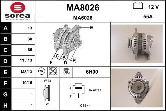 SNRA MA8026 - Alternator autospares.lv