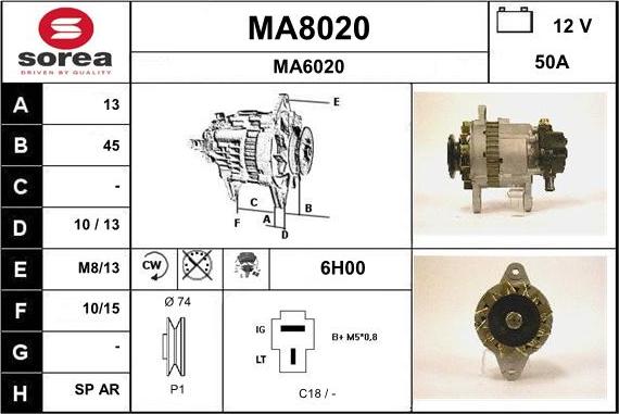 SNRA MA8020 - Alternator autospares.lv
